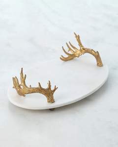 Plateau de rangement de bijoux en pierre personnalisé créatif plateau de service rond naturel écologique avec poignées en métal - Product Image 2