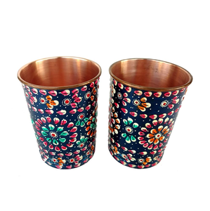 Verre imprimé en cuivre design Forme ronde Verre à eau de qualité supérieure Taille personnalisée pour 2 pièces - Product Image 3