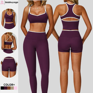 Ensemble de yoga pour femmes en gros – Combinaisons de sport effet seconde peau respirantes et à séchage rapide en Spandex/Nylon – Tenue d'entraînement deux pièces - Product Image 1