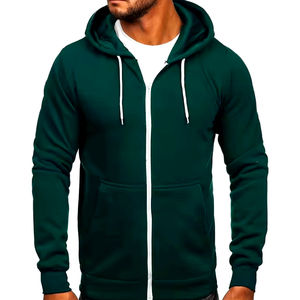 Sudadera con Capucha y Cremallera para Hombre, Diseño Personalizado de Fábrica OEM, 100% Algodón Grueso, Estilo Vintage Lavado, Diseño Liso - Product Image 3
