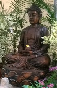 Grande fontaine d'eau bouddha Lotus couleur pêche meilleur cadeau pour bureau à domicile ou jardin matériau durable en fibre de verre - Product Image 6