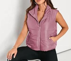 Chaleco Corto Reversible de Invierno para Mujer, Estilo Europeo Americano 2025, Casual, Vintage, con Cuello Alto y Grueso - Product Image 3