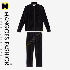Vintage Winter <b>Tracksuit</b> Blue & Gold <b>Velour</b> Matching 2-Piece Set Hoodie + Pants <b>Men</b> Women 100% Cotton Customizable Sweatsuits - Product Image 4