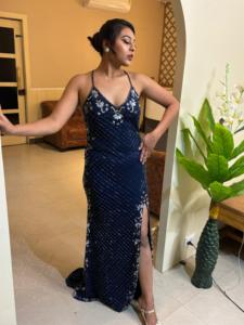 Sexy V Neck Heavy Beaded Hand Embellished Short Sleeve Long Halter Women's Bodice <b>Prom</b> Dress <b>Party</b> Evening Dresses - Product Image 2