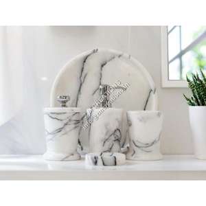 Meilleure vente ensemble de salle de bain en marbre vanités ensemble d'équipement de bain de style côtier étanche belle qualité ensembles d'articles de salle de bain en marbre - Product Image 4