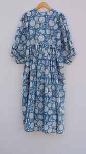 Robe Maxi décontractée d'été pour femmes bloc de main imprimé robe mi-longue florale bohème imprimé floral - Product Image 3