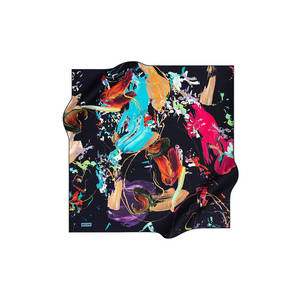 Vintage Plaid Silk Handkerchief Scarf-Custom Design Black Polyester Square - Product Image 1