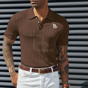 Color sólido de tamaño personalizado de los hombres para la camiseta del polo 100% de algodón desgaste del verano con la textura de punto para adultos - Product Image 5