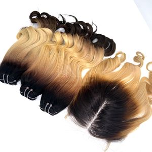 Prix en gros bébé cheveux fins ondulés couleur faisceaux extensions de cheveux avec fermeture HD 6*6 pour faire des perruques - Product Image 4