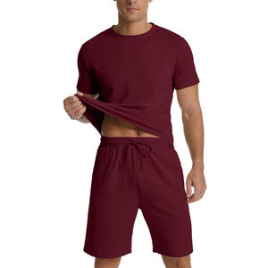 Color sólido al por mayor verano chándal ropa informal y cómoda media manga 100% algodón verano chándal para hombres - Product Image 4