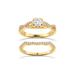 Bague de fiançailles Moissanite ronde en E-F/VVS-VS de 0.78 carats avec griffes de diamant assorties serties en argent pour elle - Product Image 5