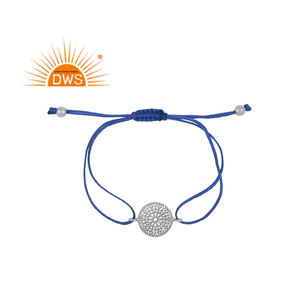 Pulsera Dori de algodón azul con diseño de Mandala de plata esterlina más vendida, joyería personalizada para mujer, regalo para ella - Product Image 1