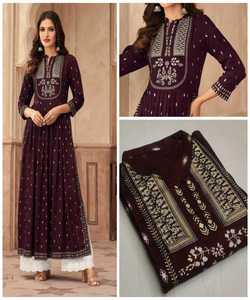 ชุดสวมใส่ช่วงเทศกาล-ผ้าไหม georgette พร้อมที่จะสวมใส่ชุดชาติพันธุ์ที่มีการเย็บปักถักร้อย Chinon และงานลำดับ - Product Image 5