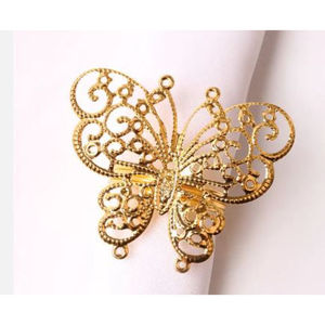 Anillo de Servilleta de Mariposa Dorada Hueca Nuevo al por Mayor, Decoración de Mesa de Metal para Hotel, Anillo de Servilleta para Uso en Bodas de Hotel - Product Image 1
