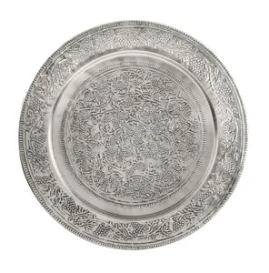 ถาดเงินสำเร็จรูปดีไซน์เนอร์ทรงกลมหรูหราสำหรับตกแต่งบ้านทันสมัยงานเลี้ยงอาหารและของขวัญจากอินเดีย - Product Image 6