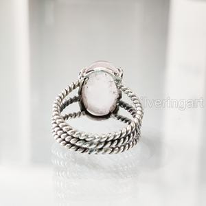 Women's <b>Ring</b> Natural <b>Rose</b> <b>Quartz</b> Gemstone April Birthstone 3 Twisted Band Christmas Handmade Jewelry 925 Sterling Silver <b>Ring</b> - Product Image 6