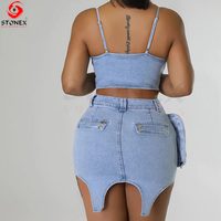 Ensemble coordonné en denim écologique pour femmes, coupe classique, blazer et pantalon droit, collections modernes pour un style de vie actif