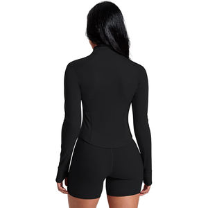 Veste de yoga à manches longues pour femmes, haut d'entraînement zippé, coupe ajustée, évacuation de la transpiration, essentiel pour le printemps et l'automne - Product Image 5