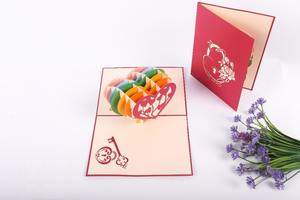 Tarjeta de artesanía emergente de corazón de arcoíris 3D Tarjeta de amor de San Valentín hecha a mano en Vietnam Tarjeta de recuerdo y regalo - Product Image 6