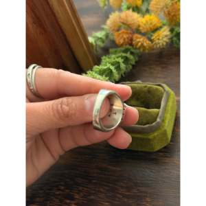 Navajo-<b>Crafted</b> Cultural Collectible White Buffalo & Sterling Silver Cast Ring Size 8.75 - Product Image 5