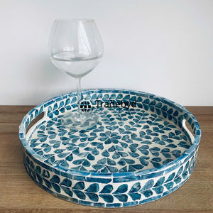 Bandeja de incrustaciones de nácar Tradebyd, bandeja de servicio decorativa hecha a mano para mesa de comedor y sala de estar - Product Image 3