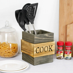 Porte-ustensiles de cuisine en bois de bonne qualité Ensemble d'ustensiles de cuisine durables Porte-gobelet le plus vendu pour les maisons et les hôtels - Product Image 5