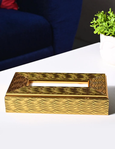 Boîte à mouchoirs en bois et métal luxueuse, design minimaliste contemporain, finition dorée faite à la main, couleurs et formes personnalisables pour la maison - Product Image 3