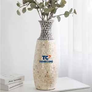 Meilleure qualité Design Vase fleur mosaïque nacre Style élégant vadrouille incrusté Vase pour décor dîner Table salon - Product Image 1