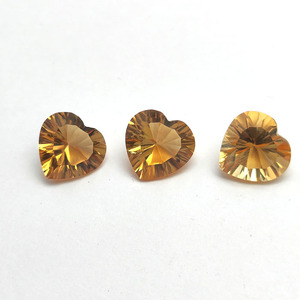 Natural 12mm corazón cóncavo corte dorado citrino Topacio amarillo joyería hecha a mano genuino cóncavo corazón faceta piedra preciosa suelta - Product Image 2