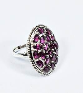 แหวนพลอยอเมทิสต์ทรงวงรีเงินสเตอร์ลิง925วงแหวนพลอยอเมทิสต์สำหรับงานเลี้ยงหมั้นงานแต่งงานของผู้หญิง - Product Image 1