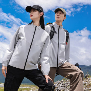 Vêtements de sport tactiques coupe-vent pour hommes, veste de randonnée d'hiver imperméable pour l'automne, fitness, entraînement, tissu tissé décontracté à fermeture éclair - Product Image 2