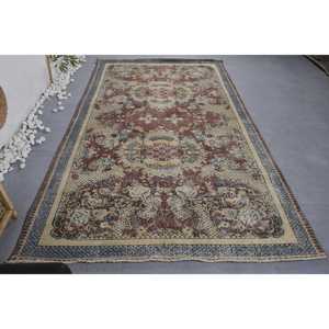 Clásico marrón Beige 5,4 X 9.1ft Vintage alfombra turca Patchwork diseño lana Imitación Piel de conejo látex rectángulo pasillo para cabecera - Product Image 1
