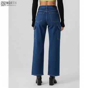 2025 High Quality Custom Made Straight Casual Denim <b>Jeans</b> Breathable Mid Waist Button Winter Street Wear Wholesale Price - Product Image 2