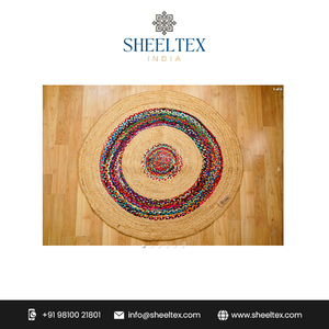 Wholesale Modern Beige Jute Hand Woven <b>Round</b> Area Rug <b>Carpet</b> Set Eco-Friendly for Living Room - Product Image 2