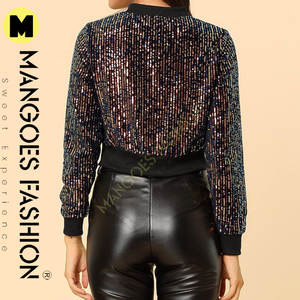 เสื้อแจ็คเก็ตบอมเบอร์ผู้หญิง ประดับเลื่อมวิบวับ ซิปหน้า สีตามสั่ง บุด้วยผ้าฝ้าย ซับในผ้าไหม หมวกถอดได้ สไตล์ฤดูหนาวสุดอินเทรนด์ - Product Image 6