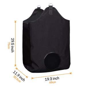 Sac d'alimentation pour foin de cheval en nylon noir réglable avec tailles S/M/L, distributeur de nourriture lent suspendu pratique pour bovins, moutons et chevaux - Product Image 4