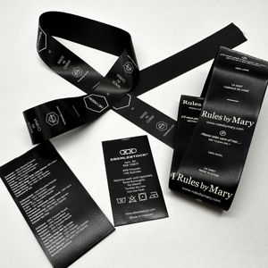 Etiqueta personalizada de buena calidad para lavado de pantalla, Material reciclado, diseño de moda, cuidado, ropa moderna, Impresión de satén - Product Image 2