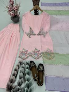 Elegante bordado personalizado para mujer Farshi Shalwar Kurta con mangas largas ropa india y pakistaní - Product Image 4