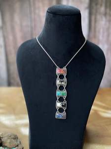 Collier multi-pierres fait à la main en argent sterling plaqué or plaqué rhodium de haute qualité bijoux Boho pour femmes - Product Image 4