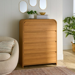 Cajonera moderna de madera maciza con tapa redondeada para sala de estar - Product Image 6