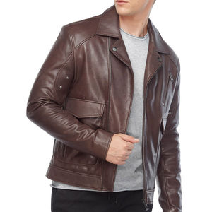 Hight Quality Genuine <b>Leather</b> Coat <b>Brown</b> <b>Men</b> OEM Customized <b>Leather</b> Varsity <b>Jacket</b> Motorcycle Plus Size <b>Leather</b> <b>Jacket</b> for man - Product Image 3