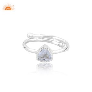 Genuine Blue Topaz Attractive Trillion 925 Sterling <b>SIlver</b> Ring Hand Made <b>Jewellery</b> Custom Manufacturer - Product Image 3