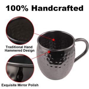 Tasses à mules de Moscou en acier inoxydable de qualité supérieure de 18oz avec poignée en acier revêtement noir boisson réfrigérée tasses à cocktail Mocktail - Product Image 6