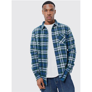 Lo último en ropa moderna para hombre OEM ODM rejilla azul y blanca Tattersall camisa informal opaca a cuadros mejor precio fabricación al por mayor - Product Image 1