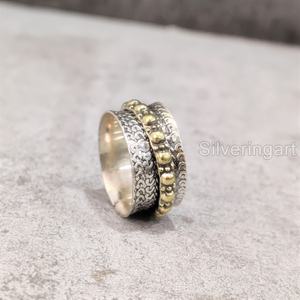 Anillo de meditación con banda giratoria, anillo de Plata de Ley 925 para mujer, joyería hecha a mano, anillo giratorio para hombre con ansiedad navideña - Product Image 4