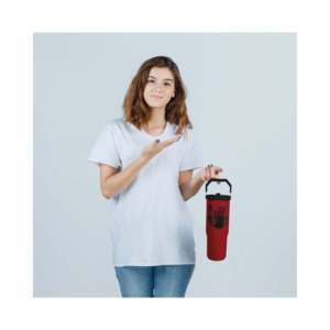 Gourde isotherme Stranger Things 0,85 L en acier inoxydable avec poignée et paille rabattable, couvercle PC, pour le voyage - Product Image 5