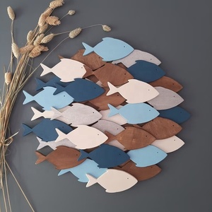 Modern Style Fish Wooden <b>Wall</b> Art Set with Photo <b>Frame</b> for Home Decor Family Gift for Display & Storage - Product Image 2