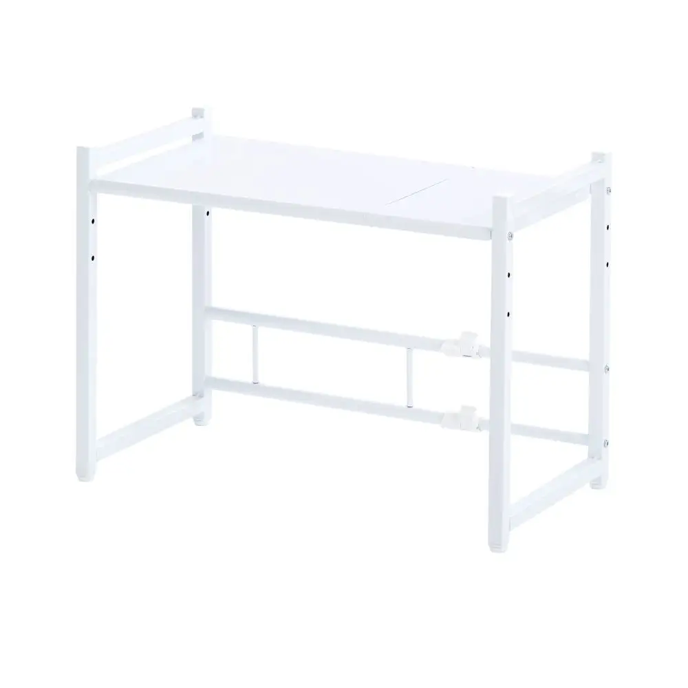 Space saving white metal kitchen shelf for microwave oven