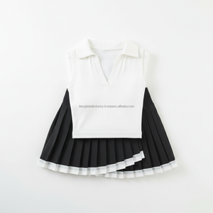 ชุดยูนิฟอร์มแบดมินตันผู้หญิงแบบ OEM สั่งทำพิเศษ เสื้อครอปแขนกุดผ้าริบ และกระโปรงกีฬาจีบ - Product Image 6