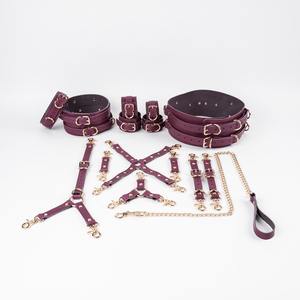Ensemble de retenue BDSM en cuir véritable 16 pièces facile à transporter avec logo personnalisé Option choix de couleurs différentes, y compris l'équipement de bondage - Product Image 5